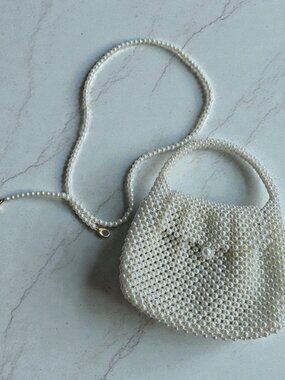 PEARL Beaded Mini Crossbody Bag w/ Detachable Chain